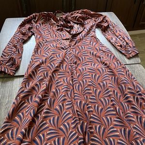 Burnt orange and navy dress